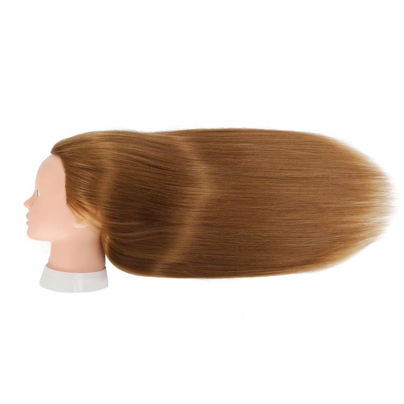 Opini Mannequin Head with 80% Human Hair Cosmetology Mannequin Head Doll Head for Hair and Makeup Practice Head (#27 Brown No Makeup) - Image 5